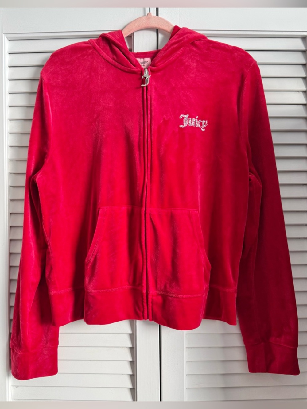 Juicy Couture Bright Pink Velour Zip-Up Hoodie